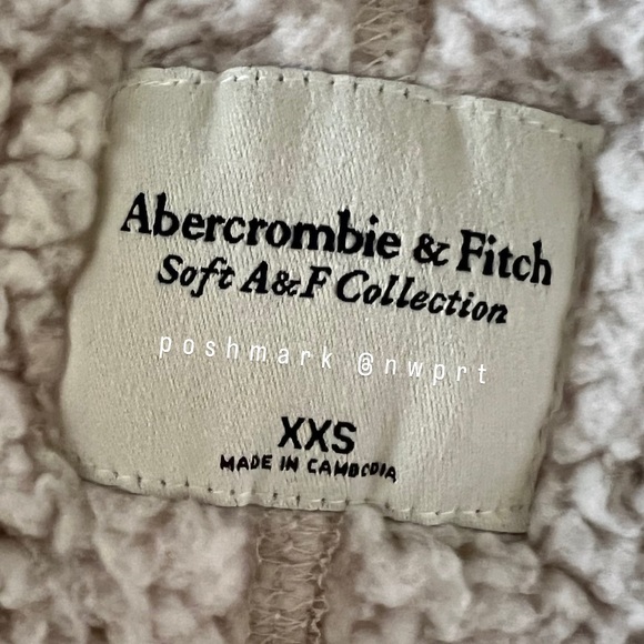 ABERCROMBIE & FITCH Cinched Cocoon Sherpa Fleece Faux Fur Jacket Beige XXS XS - Picture 6 of 13